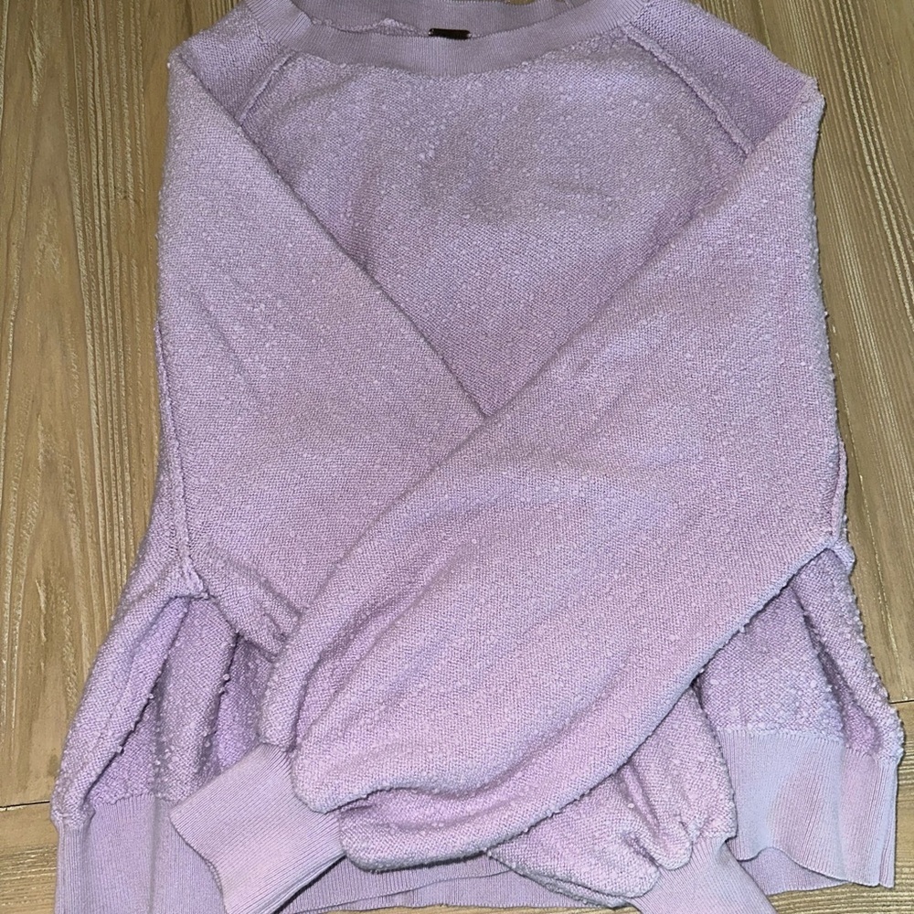 Free People Lavender Textured Pullover Sweater XS | Balloon Sleeve Cozy Fit - Picture 4 of 5